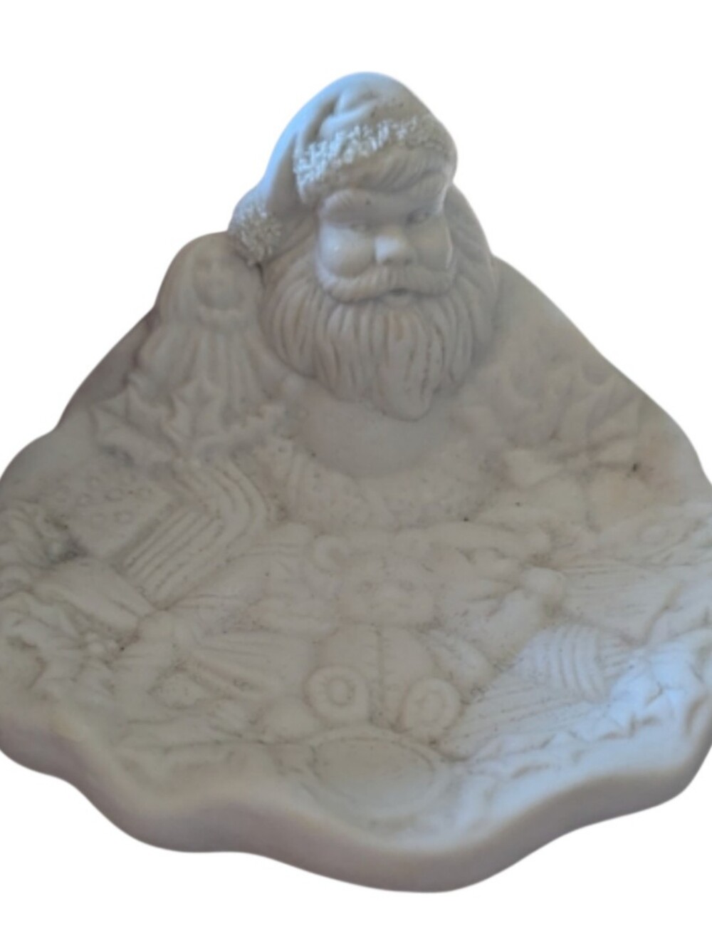 Vintage White Santa Claus Decorative Plate. Ceramic.